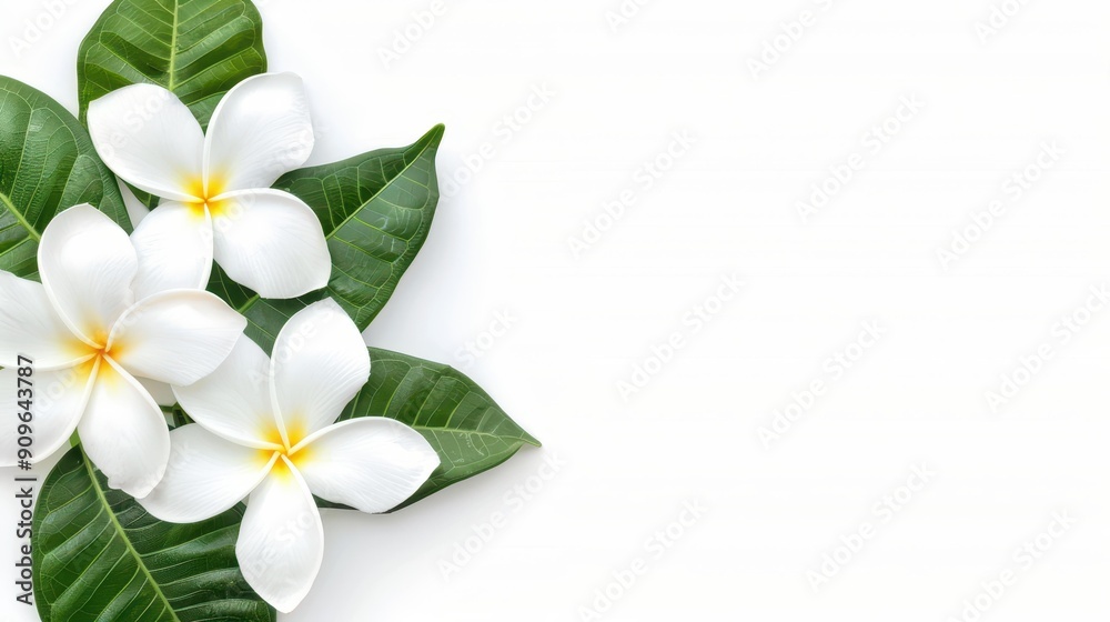 Obraz premium Delicate jasmine flower frame, perfect for adding a touch of nature to your design. White background enhances each petals charm.