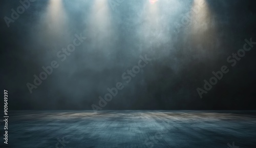A dark room with a foggy atmosphere. The room is empty and has no furniture