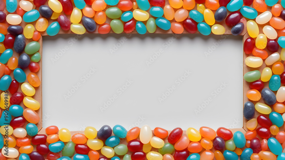 Frame made of jelly beans, space for text. Generative AI Frame made of jelly beans, space for text. Generative AI