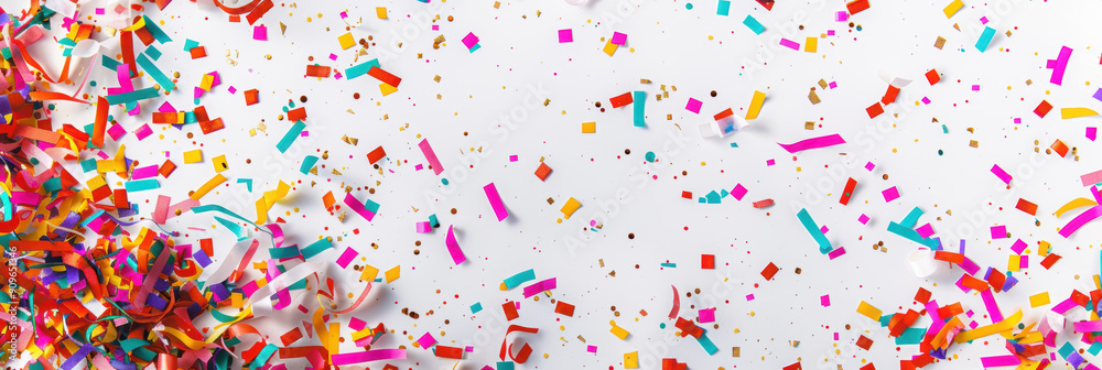 coloured confetti as a white New Year's background. AI generative. coloured confetti as a white New Year's background. AI generative.