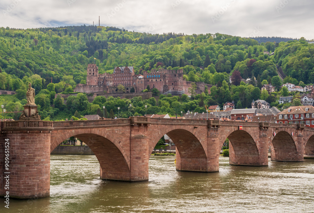 Old Bridge Heidelberg, The Karl Theodor Bridge along the Neckar river, Arch bridge in Heidelberg, Baden-Württemberg Old Bridge Heidelberg, The Karl Theodor Bridge along the Neckar river, Arch bridge in Heidelberg, Baden-Württemberg