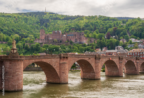 Old Bridge Heidelberg, The Karl Theodor Bridge along the Neckar river, Arch bridge in Heidelberg, Baden-Württemberg