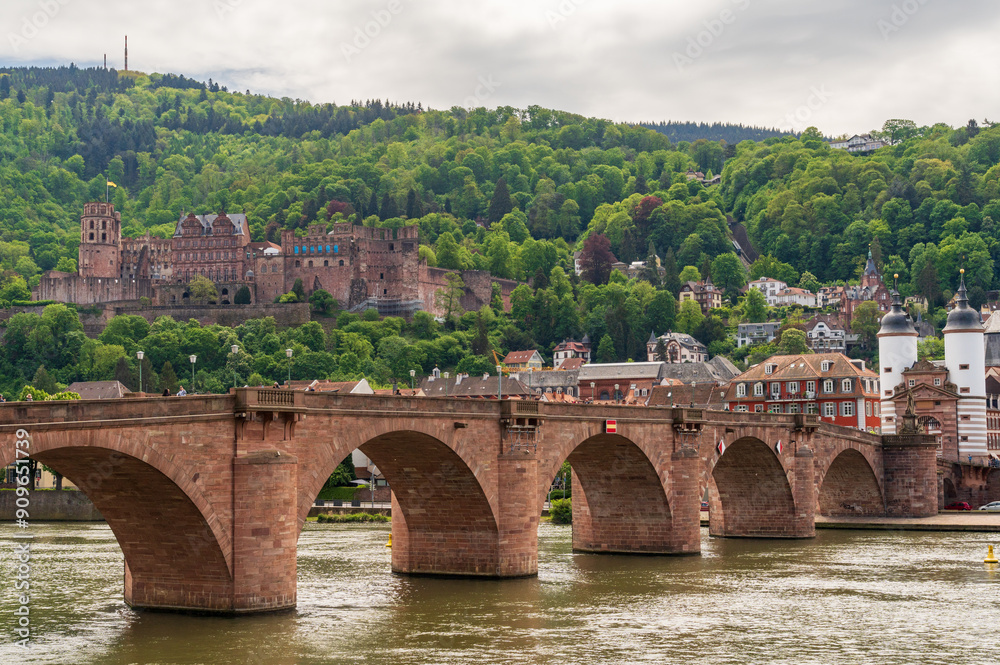Old Bridge Heidelberg, The Karl Theodor Bridge along the Neckar river, Arch bridge in Heidelberg, Baden-Württemberg Old Bridge Heidelberg, The Karl Theodor Bridge along the Neckar river, Arch bridge in Heidelberg, Baden-Württemberg
