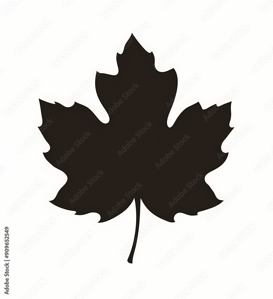 Fototapeta premium Silhouette of a maple leaf on a white background.