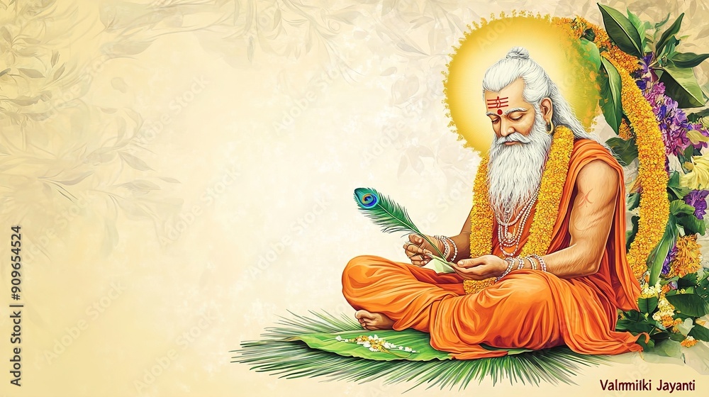 Fototapeta premium Valmiki Jayanti is an annual Indian festival.illustration