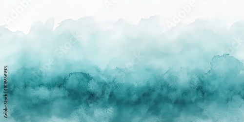 Abstract Watercolor Background with Teal and White