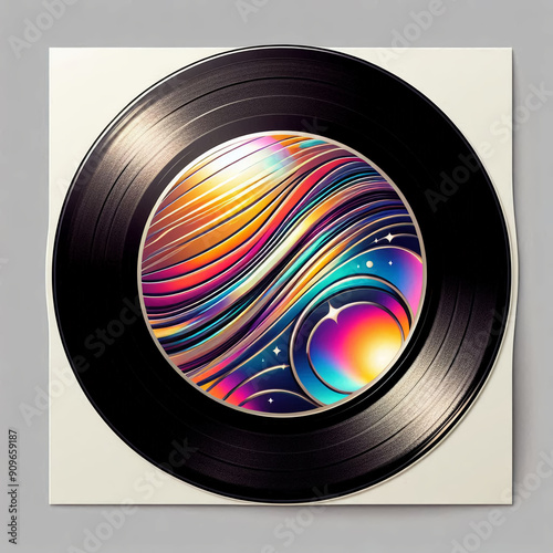 rainbow vinyl record sticker photo