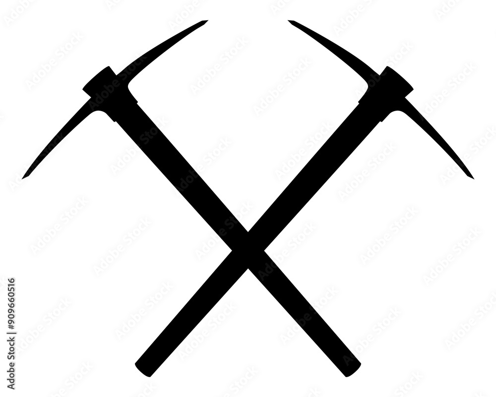 Ταπετσαρία Crossed pickaxe hammers silhouette isolated on white