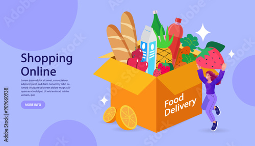 Ecommerce concept. Online shopping. Online delivery service concept. Fast delivery by scooter via mobile phone. 