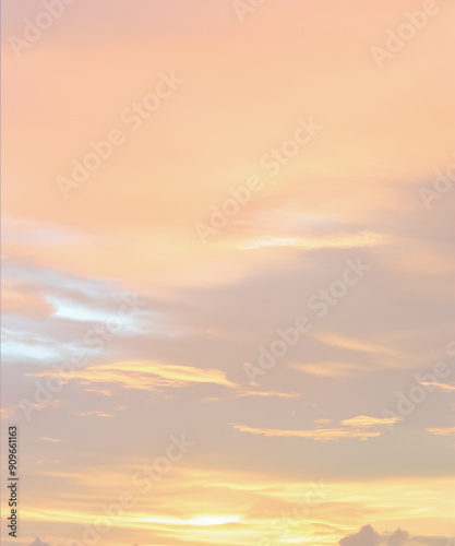 Evening sky with white clouds with shades of pink.