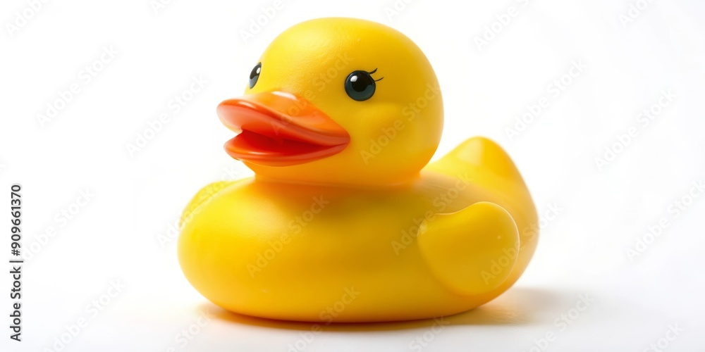 yellow plastic duck on a white background yellow plastic duck on a white background