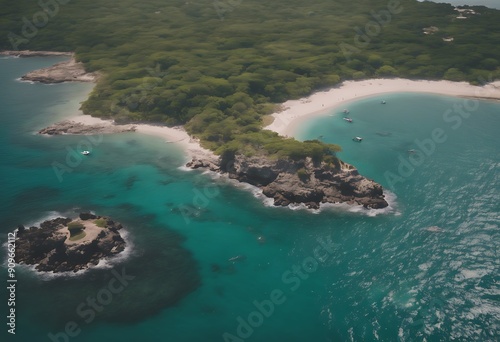 middle sea island archipelago air Rosario Bernardo seen Santa San Cruz Cartagena Islet Colombia islands Background Water Beach Summer Travel Isolated Nature House Landscape Ocean Tropical Vacatio