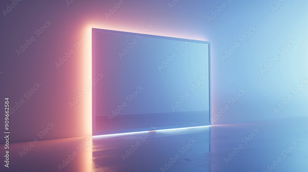 Futuristic digital photo frame, slim profile, LED edge lighting, mock screen display Futuristic digital photo frame, slim profile, LED edge lighting, mock screen display