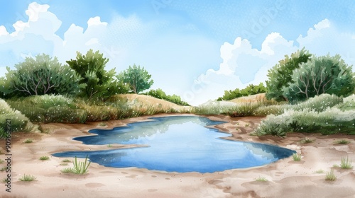 A watercolor landscape showcasing diverse ecosystems and habitats, capturing the richness and variety of environmental science with vibrant and detailed illustrations.