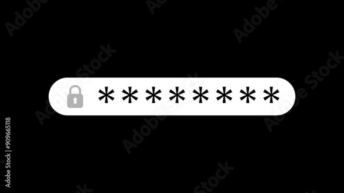 Password typing animation on transparent background
