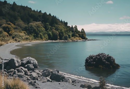 Taupo Zealand Bay New View Beach Aerial Eye Above Sea Nature Green Ocean Breathtaking Water Road Coast Town Scenery Northland Coastline River Down Paradise Scenic Grass Hills Se photo