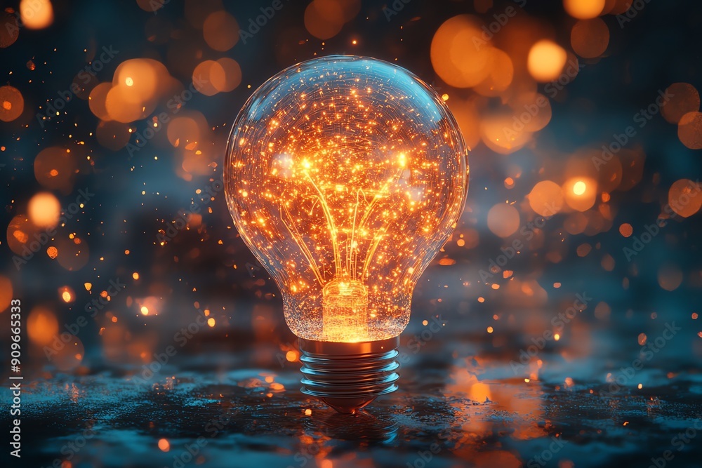 Glowing Light Bulb with Sparkles. Glowing Light Bulb with Sparkles.
