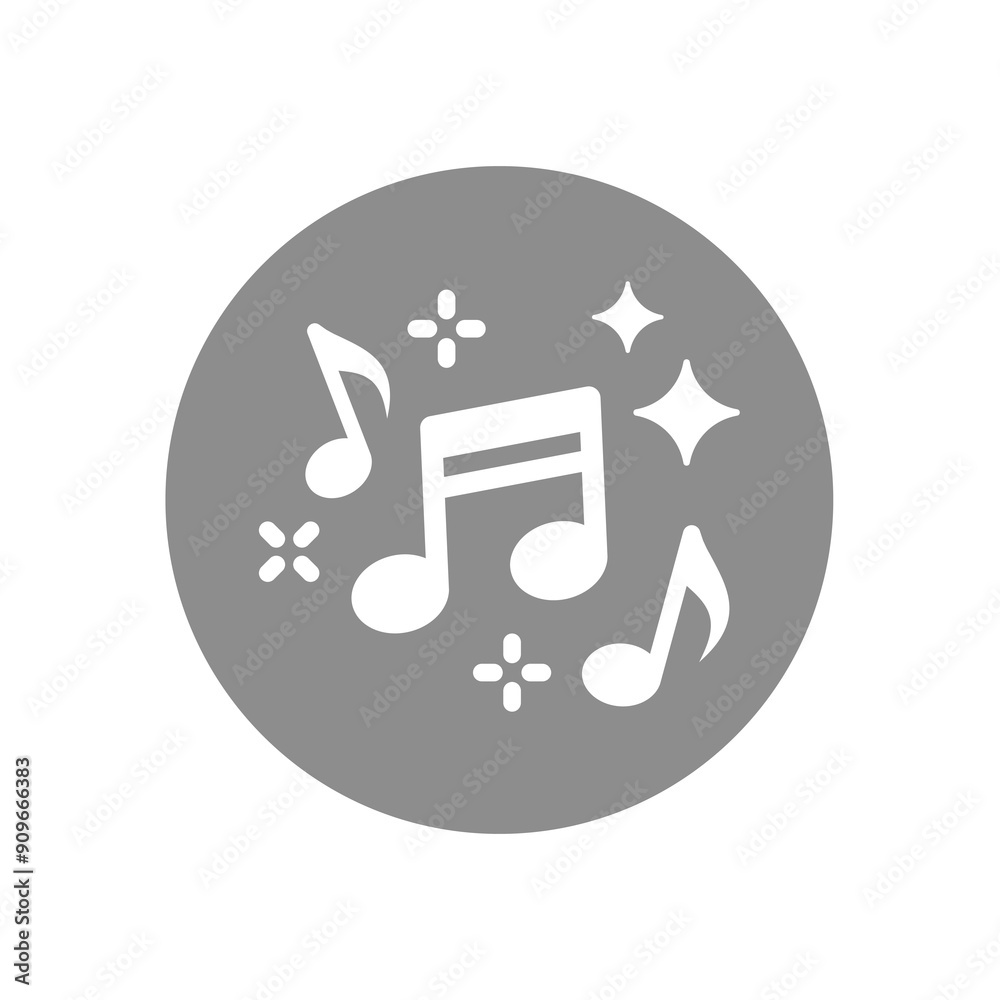 Music notes in circle vector icon. Song, melody symbol. Music notes in circle vector icon. Song, melody symbol.