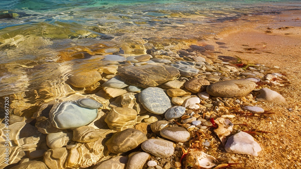 Stones under water on the beach Stones under water on the beach
