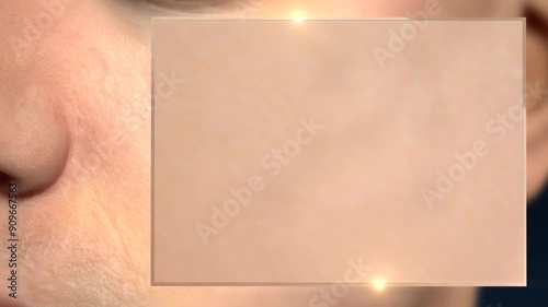 3D animation close-up cream serum collagen repair effect skin dirt removal. Deep cleansing skin. Skin pores. Acne cleansing. skin pore cleaning
