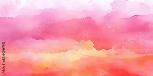 Abstract Watercolor Painting of Pink, Orange and Yellow Hues