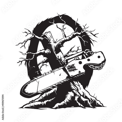Chainsaw engine logo design Stock Vector Images isolated on white background