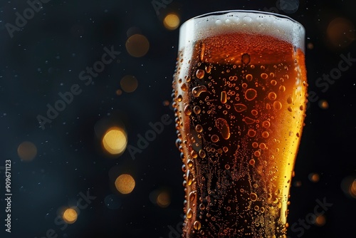 The glass of cold beer. International beer day concept with generative ai