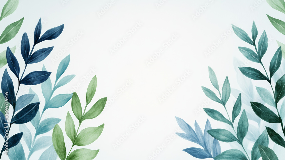 Wide angle of a gradient background for World Mental Health Day with a calming green to blue gradient and light floral patterns Wide angle of a gradient background for World Mental Health Day with a calming green to blue gradient and light floral patterns