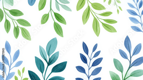 Wallpaper Mural Wide angle of a gradient background for World Mental Health Day with a calming green to blue gradient and light floral patterns  Torontodigital.ca