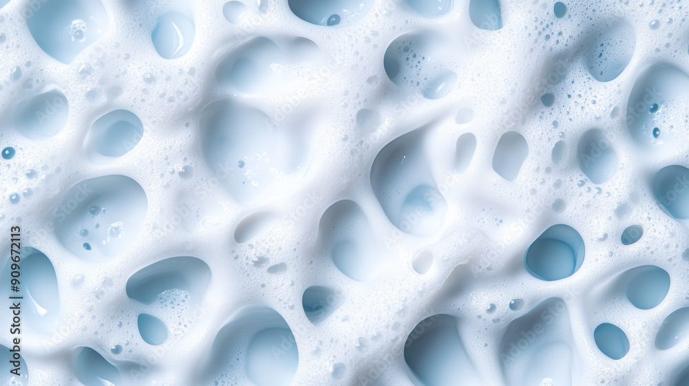 Wide angle of a soap background featuring dense, creamy foam in white with a touch of blue, giving a clean, refreshing feel Wide angle of a soap background featuring dense, creamy foam in white with a touch of blue, giving a clean, refreshing feel