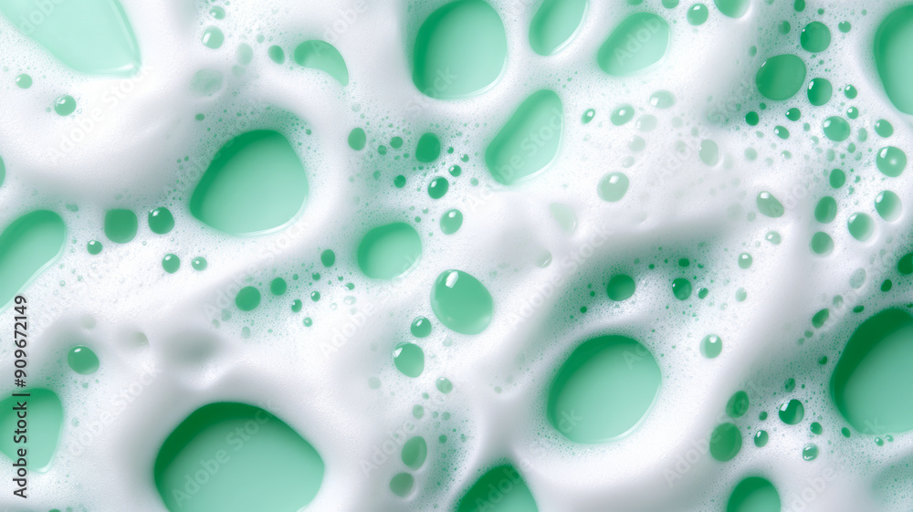 Wide angle of a soap background with fluffy, white foam and a hint of mint green, evoking a fresh, invigorating feel Wide angle of a soap background with fluffy, white foam and a hint of mint green, evoking a fresh, invigorating feel