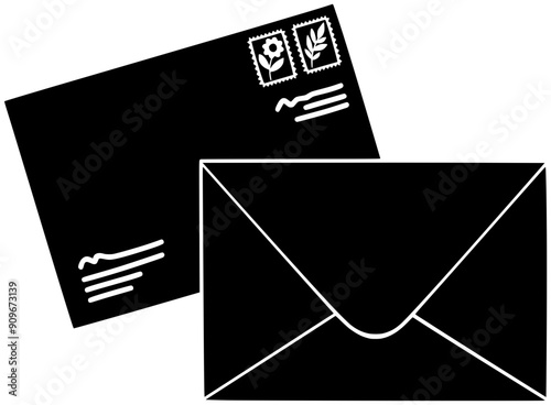 envelope illustration letter silhouette message logo mail icon postcard outline paper card blank post document correspondence postal greeting invitation shape postage gift address for vector graphic