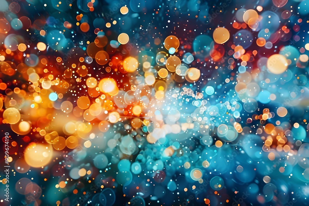 Abstract Bokeh Background with Blue and Orange Lights.