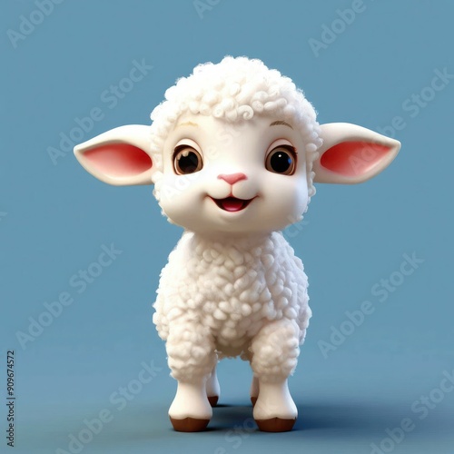 Adorable AI-Generated Lamb with Big Eyes and Fluffy Wool