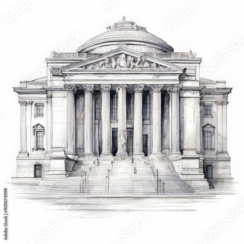 the AI Image Generator  neoclassical building facade with intricate details  grand columns  and arched