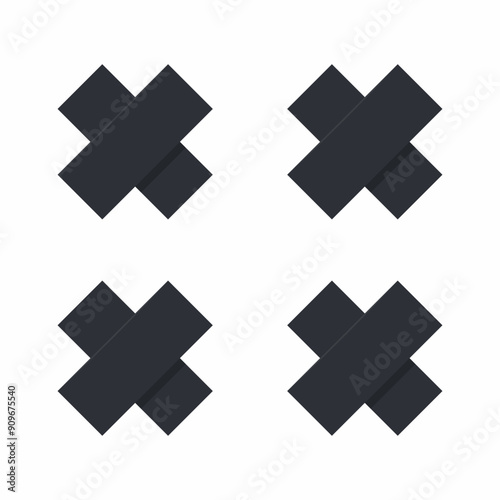 Black cross shape nipple covers vector cartoon illustration isolated on a white background.