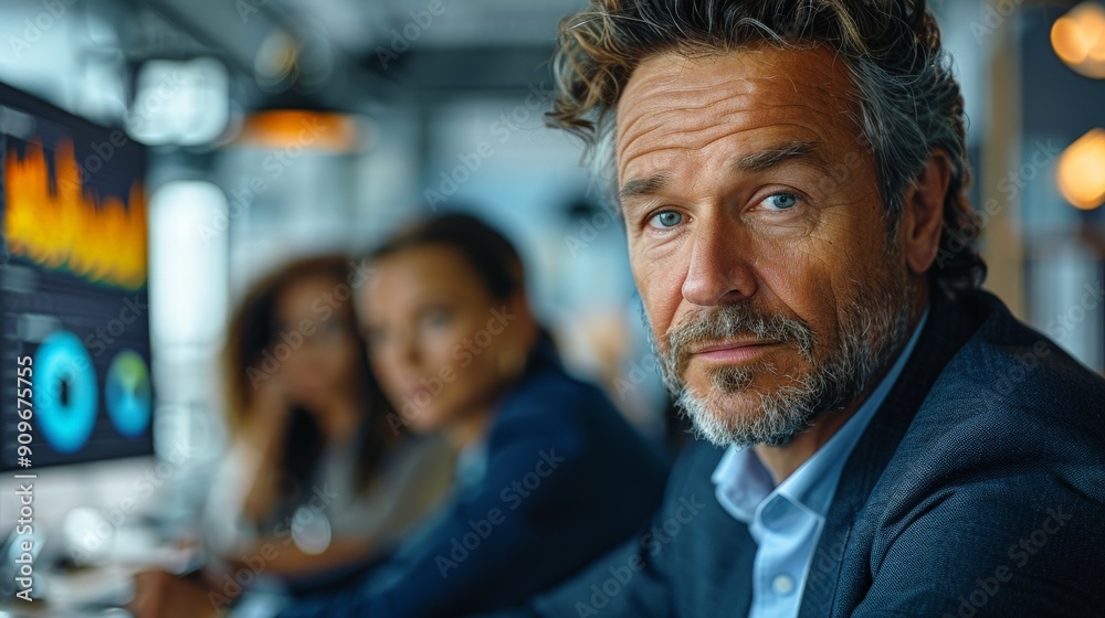A business meeting in a modern cafe, team members discussing risk management strategies A business meeting in a modern cafe, team members discussing risk management strategies