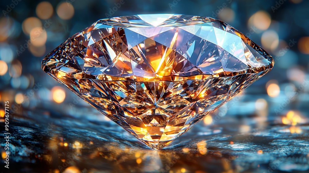 Shiny diamond over a glowing background. Luxury concept