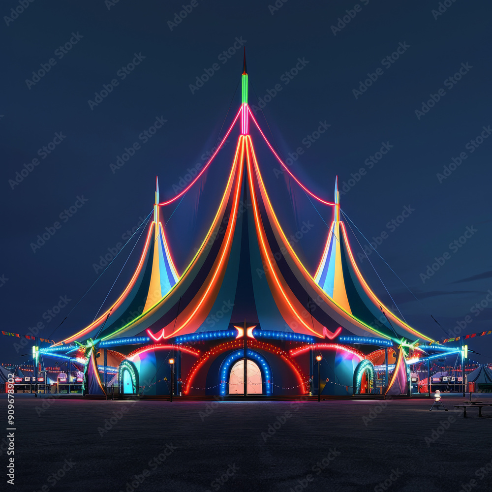 Obraz premium Grand Futuristic Neon Style Circus Tent
