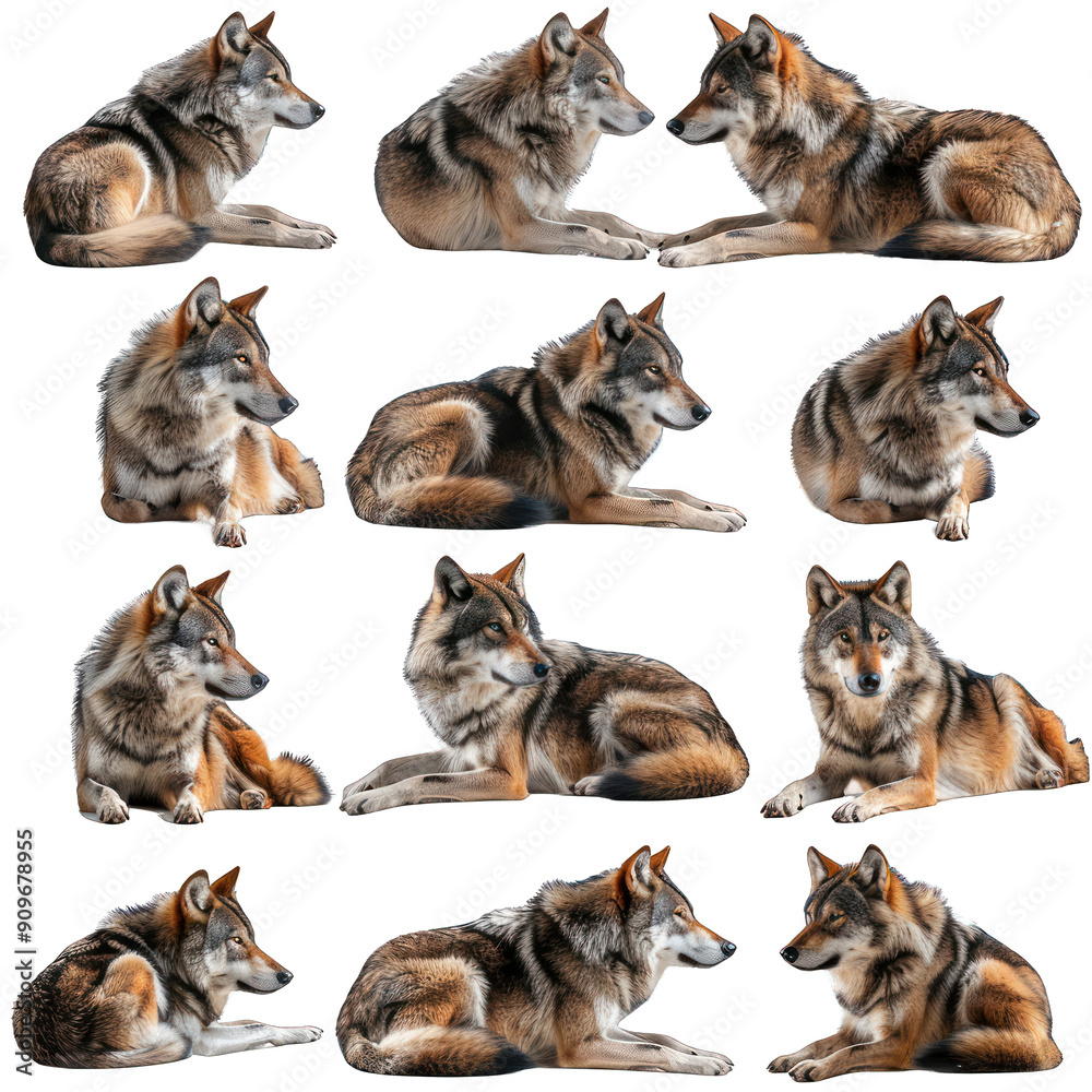 set photo of wolf isolated on white transparant background set photo of wolf isolated on white transparant background