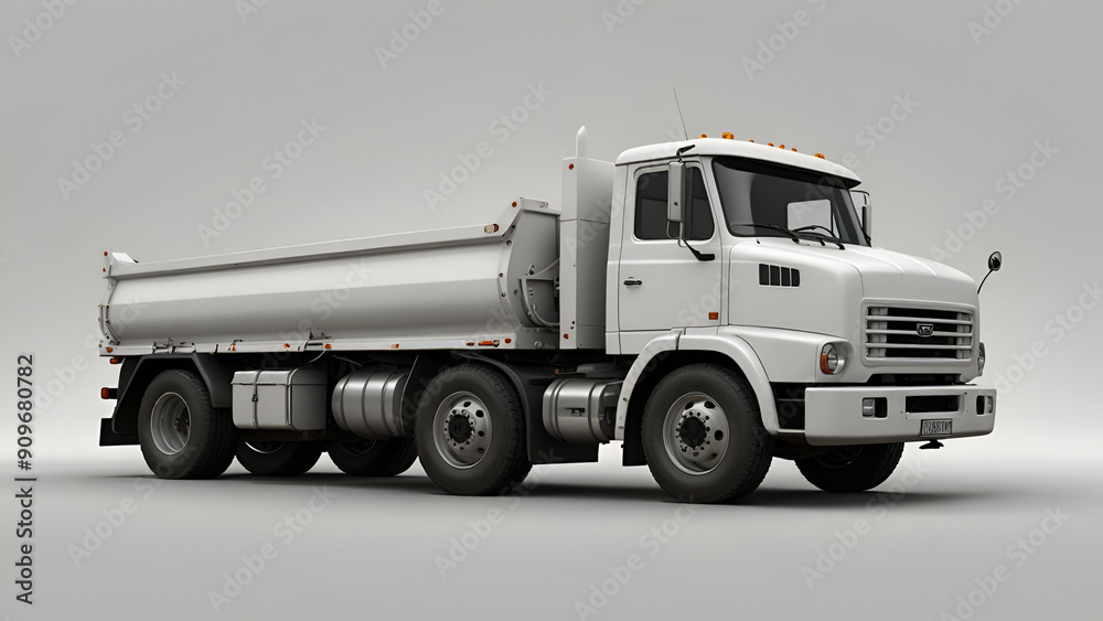 White food truck Side view isolated white background. AI generated image White food truck Side view isolated white background. AI generated image