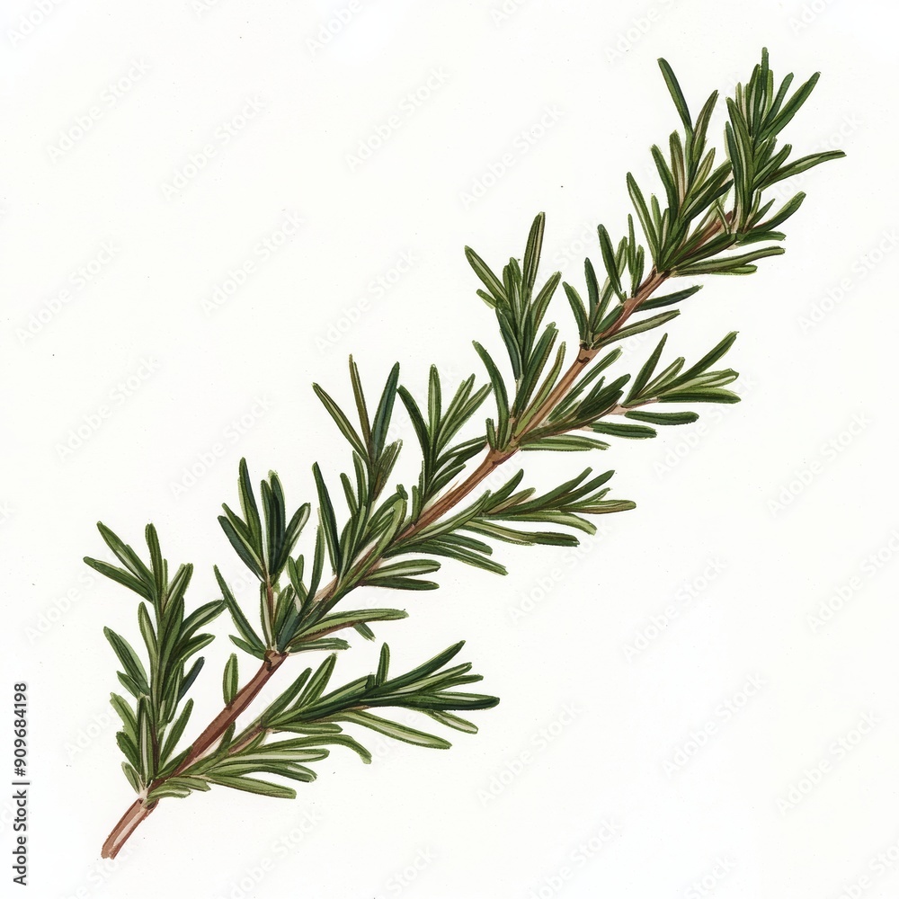 Fresh Rosemary Branch on White Background for Food or Cosmetic Design Generative AI Fresh Rosemary Branch on White Background for Food or Cosmetic Design Generative AI