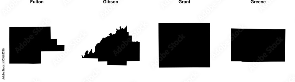 Fulton, Gibson, Grant, Greene outline maps Fulton, Gibson, Grant, Greene outline maps