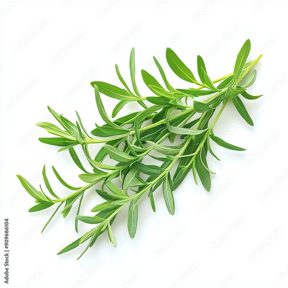 Fresh Tarragon Branch on White Background for Food or Cosmetic Design Generative AI Fresh Tarragon Branch on White Background for Food or Cosmetic Design Generative AI