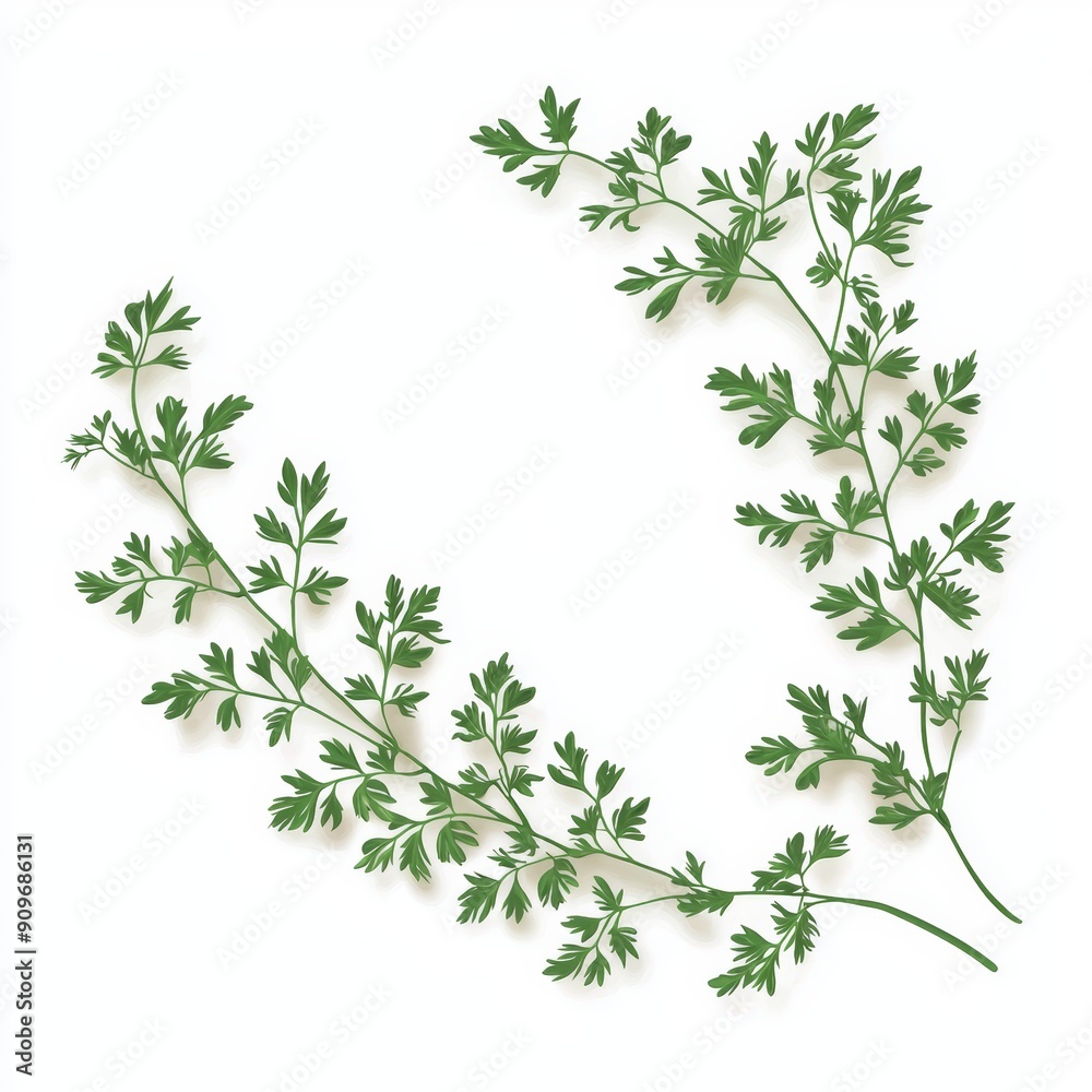 Fresh Chervil Branch on White Background for Food or Cosmetic Design Generative AI Fresh Chervil Branch on White Background for Food or Cosmetic Design Generative AI