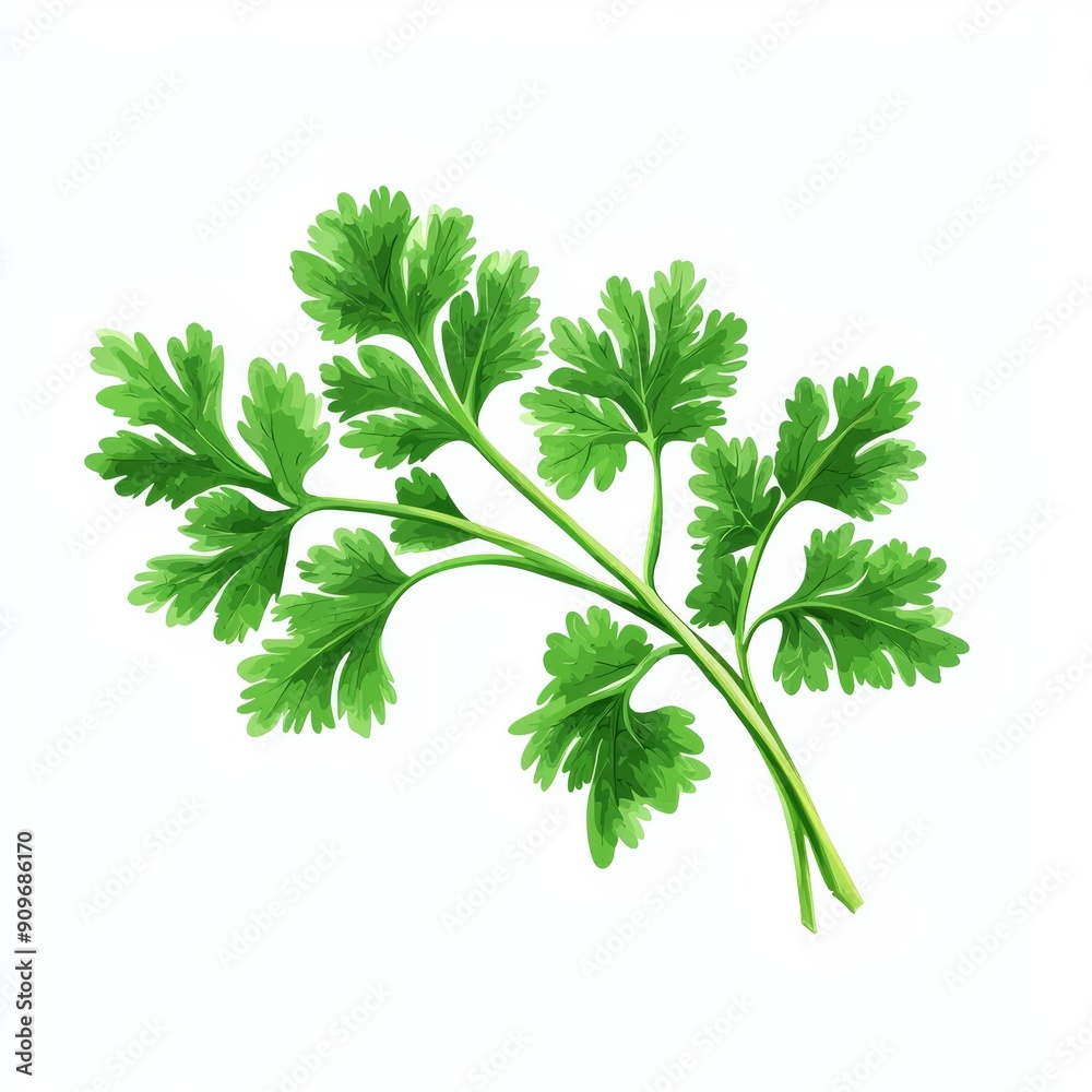 Fresh Coriander Branch on White Background for Food or Cosmetic Design Generative AI Fresh Coriander Branch on White Background for Food or Cosmetic Design Generative AI