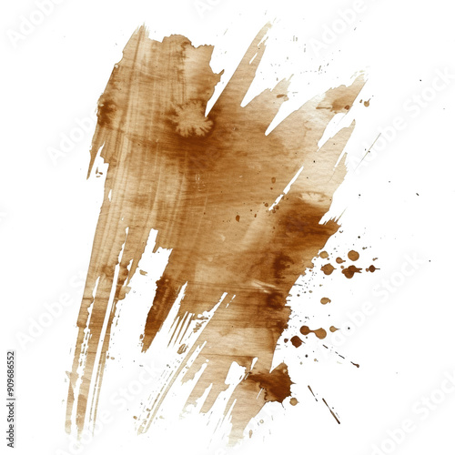 Abstract watercolor brush splash, brown color, grunge texture, pastel watercolor painting element