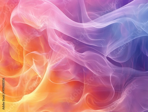 Abstract colorful smoke with swirling patterns, ethereal background