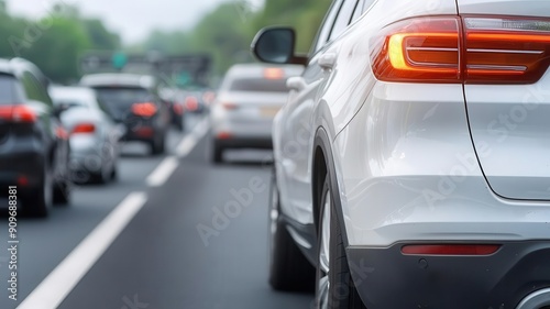 Traffic jam on a busy highway, morning commute stress, transportation, urban hustle