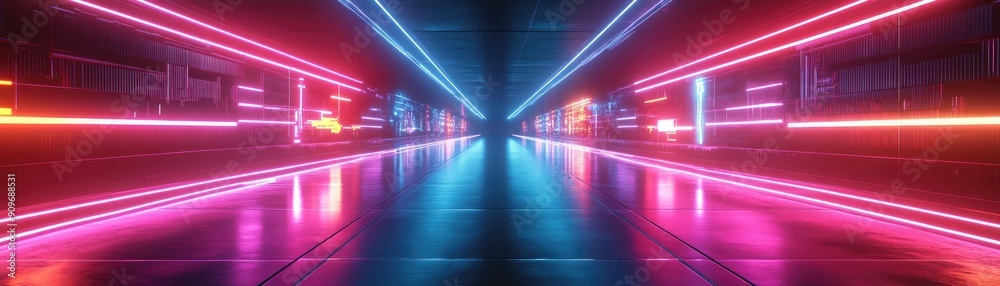 Abstract neon lights forming geometric patterns, futuristic design Abstract neon lights forming geometric patterns, futuristic design
